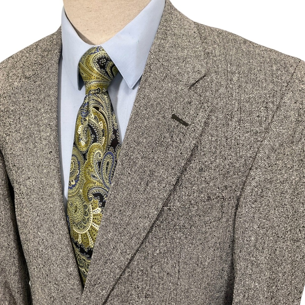Savile Row Blazer Mens 40R Gray White Tweed Quiet Luxury Silk Woven Jacket